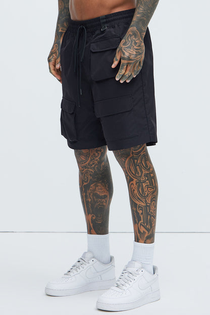 Get Right Utility Nylon Shorts - Black