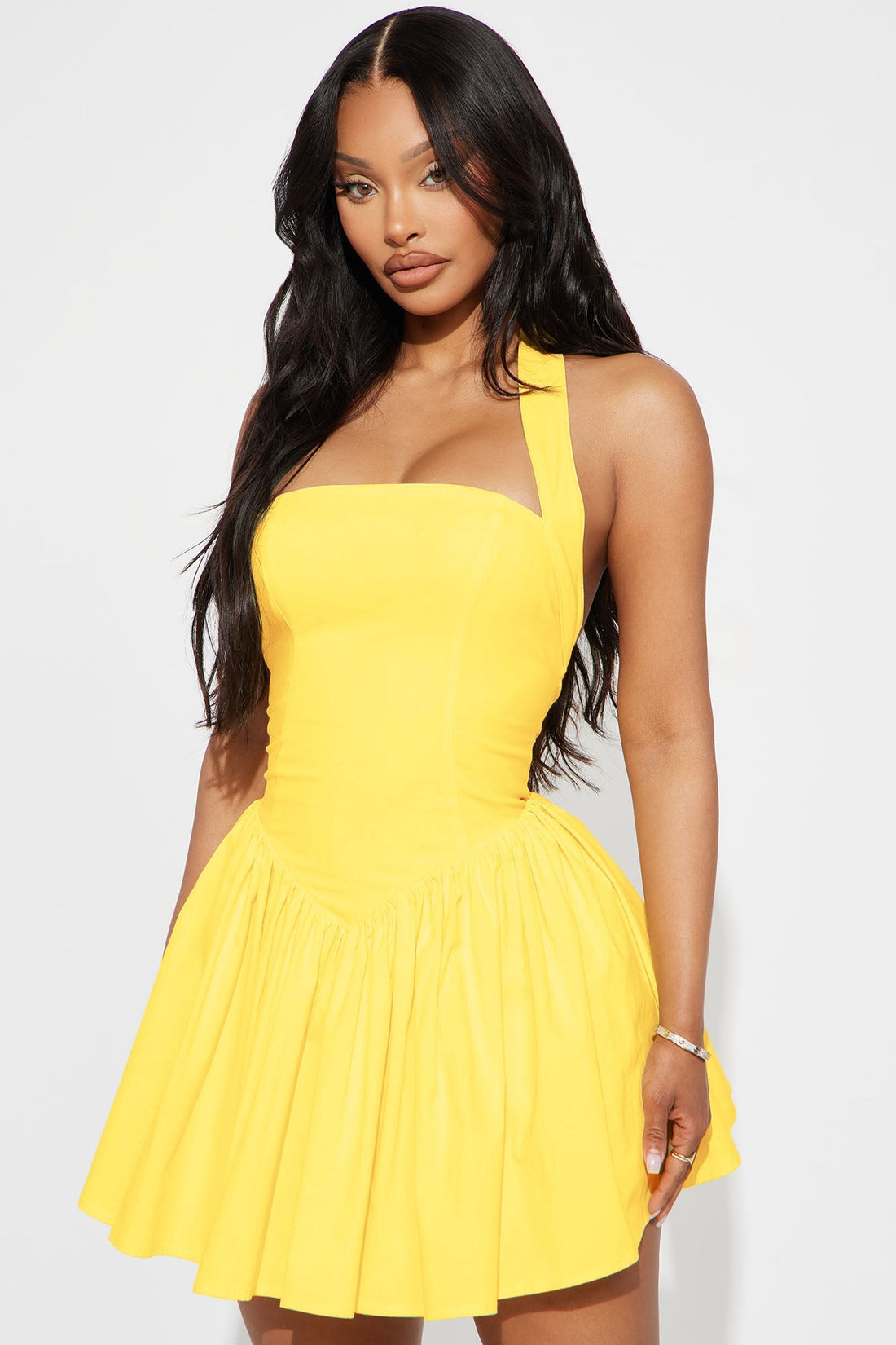 Arabelle Halter Mini Dress - Butter Yellow