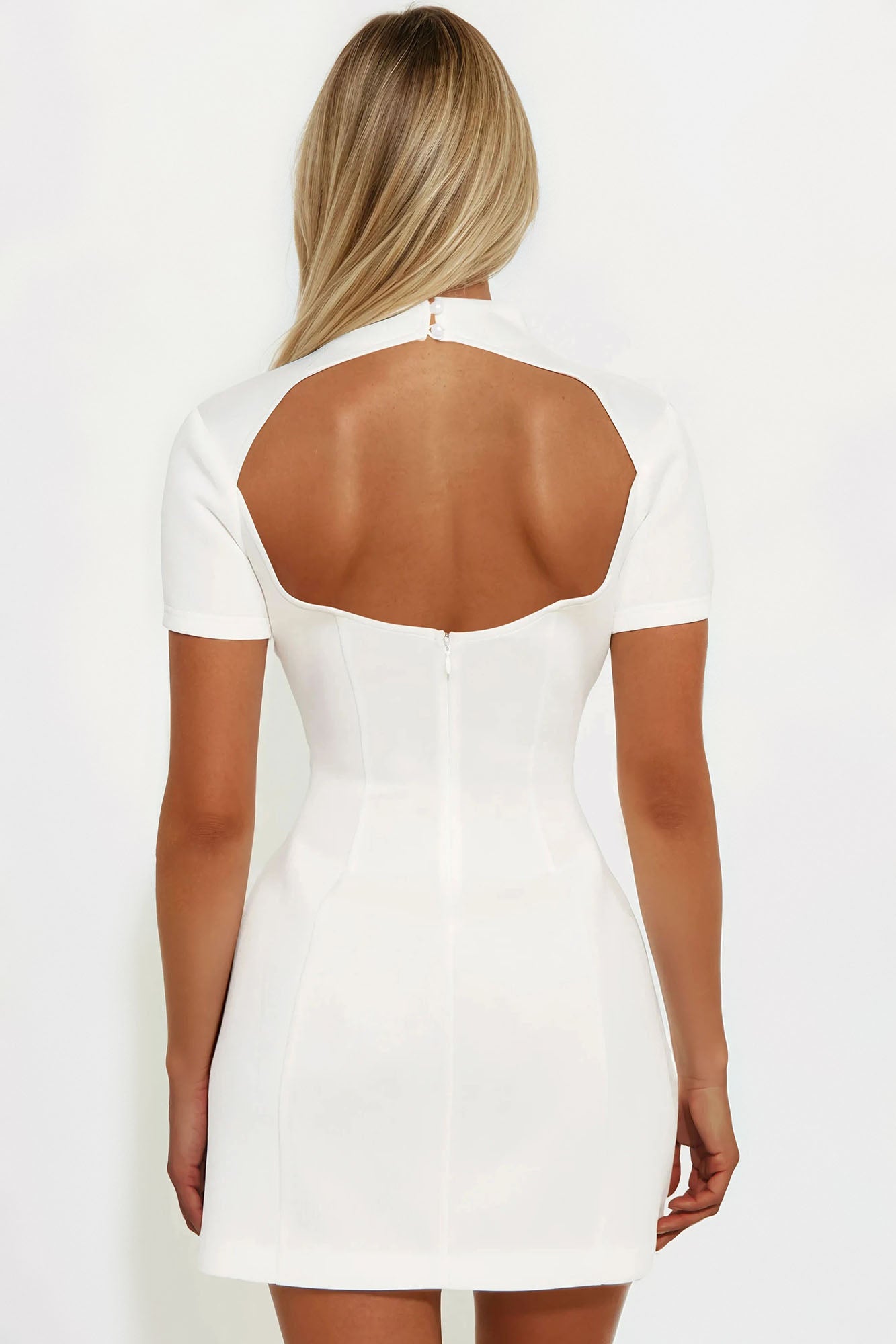 Major Moves Short Sleeve Scuba Micro Mini Dress - White