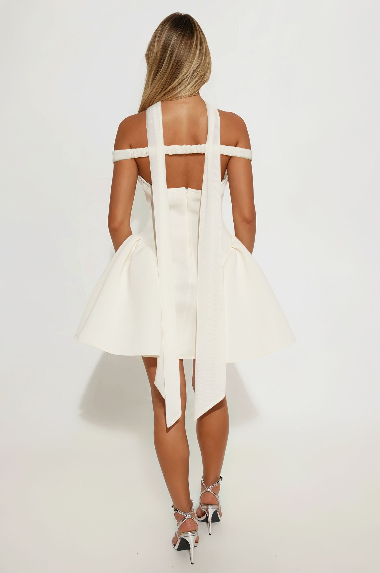 Grand Beauty Off Shoulder Mini Dress - Cream