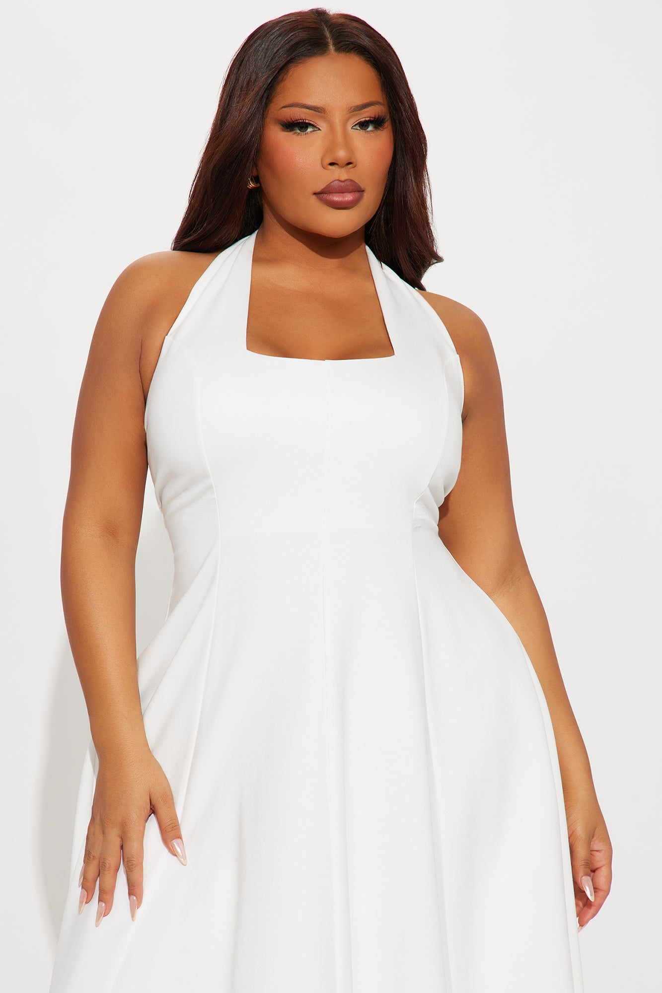Mabel Ponte Midi Dress - White