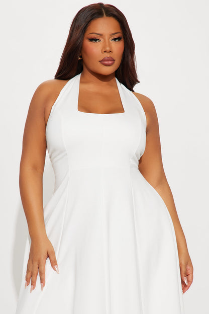Mabel Ponte Midi Dress - White