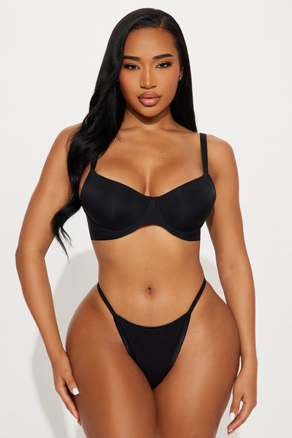 Smooth Like That Lightly Lined Scuba Demi Bra - Black