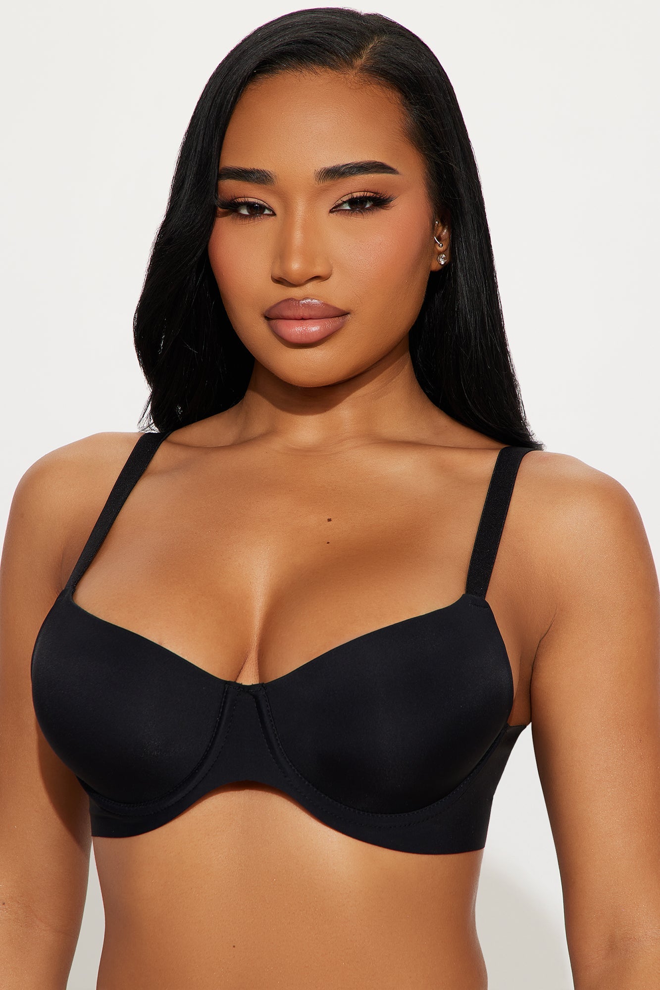 Smooth Like That Lightly Lined Scuba Demi Bra - Black