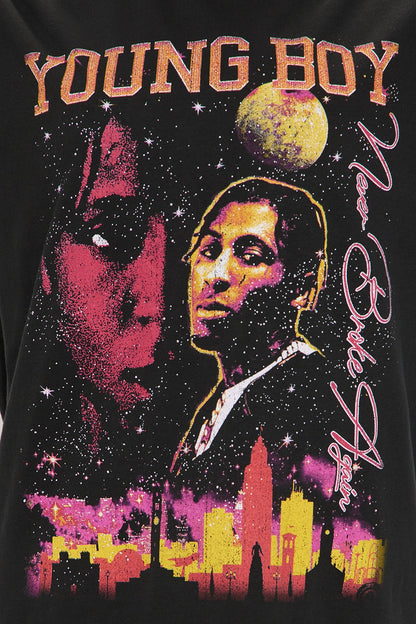 YoungBoy Washed Oversized Tee - Black