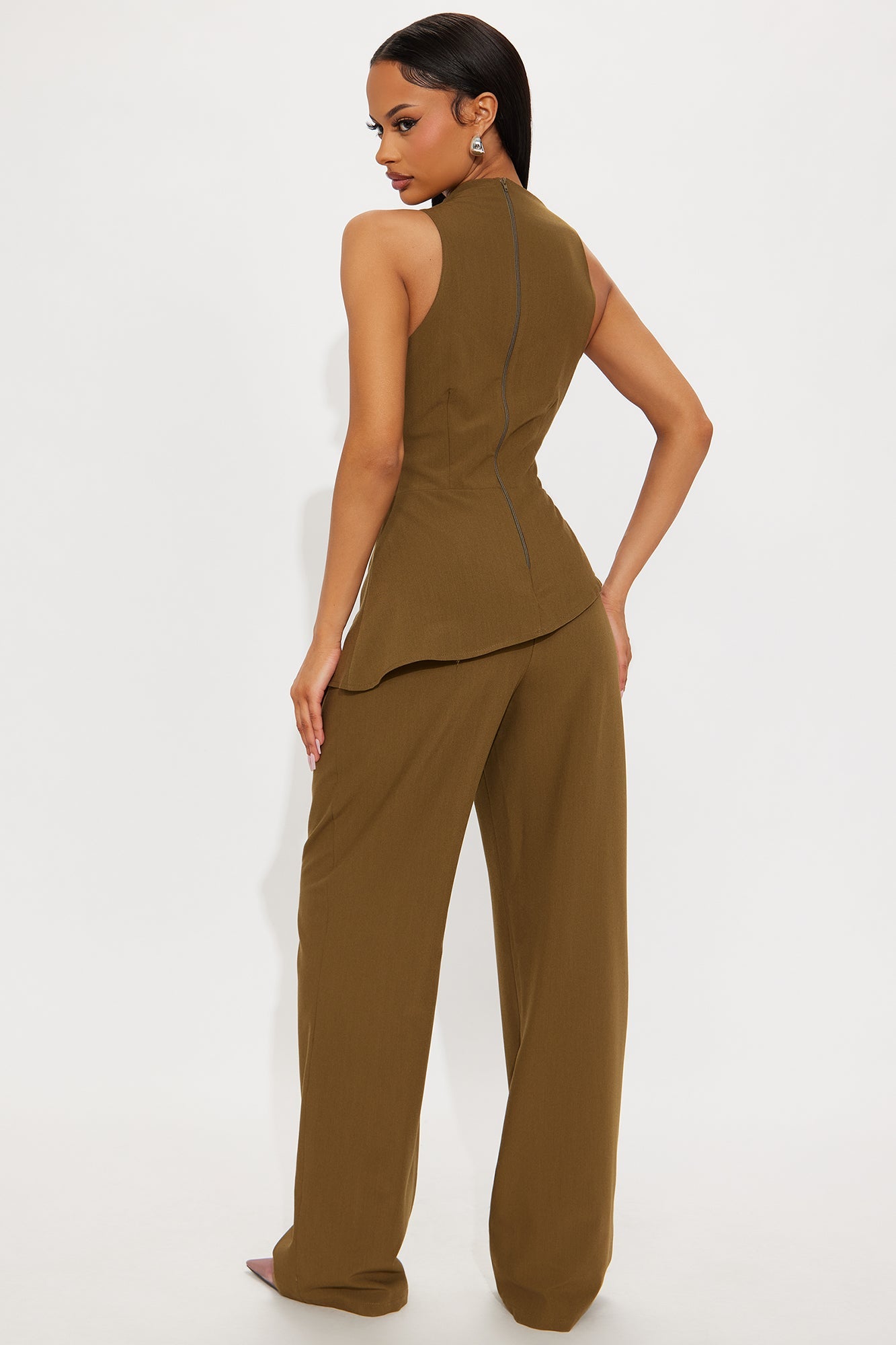 Strong Feelings High Neck Jumpsuit - Dark Olive