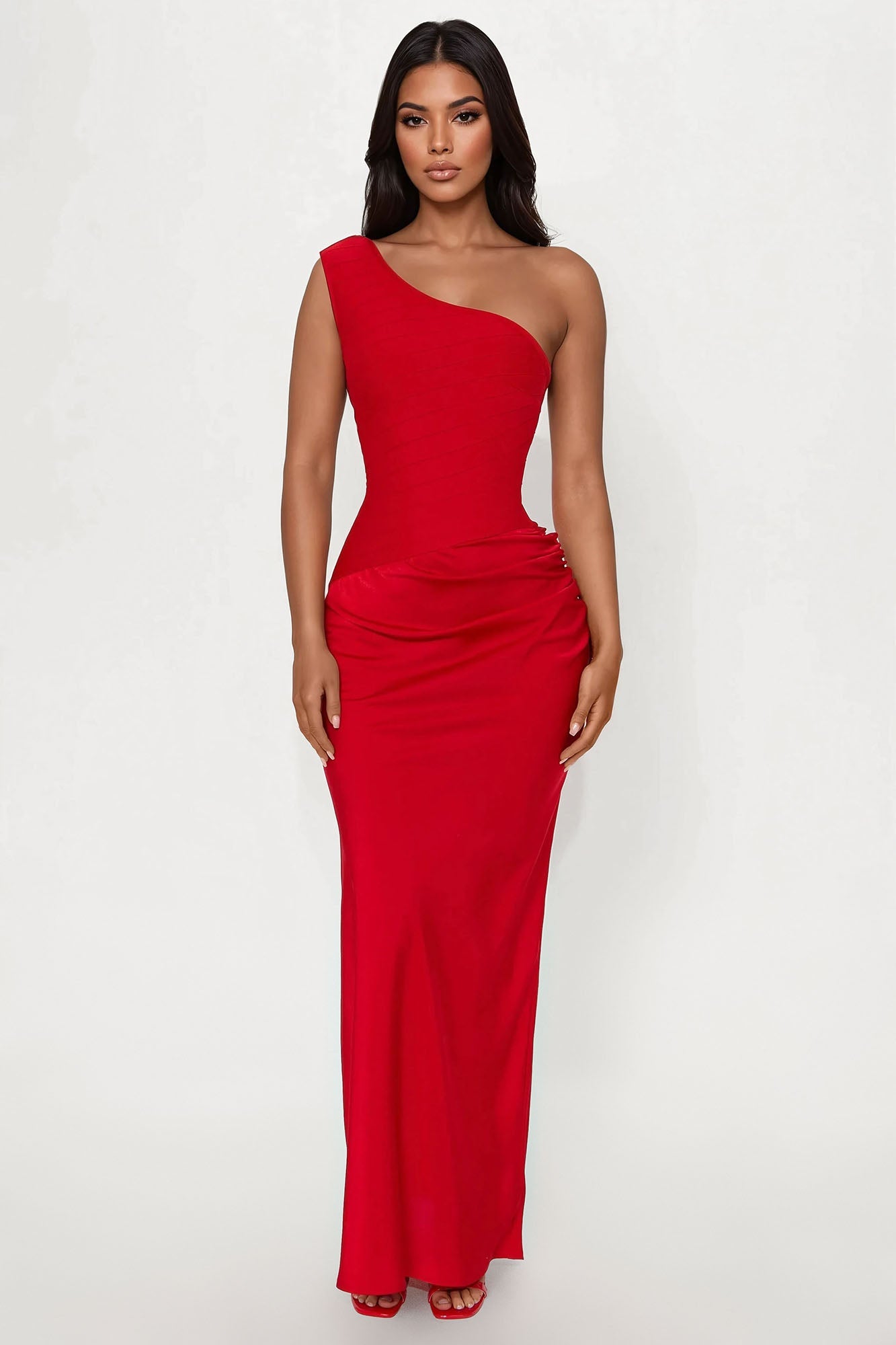 On Fire Bandage Satin Maxi Dress - Red