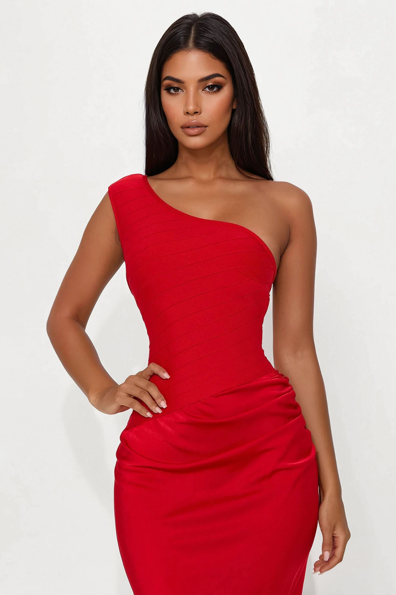 On Fire Bandage Satin Maxi Dress - Red