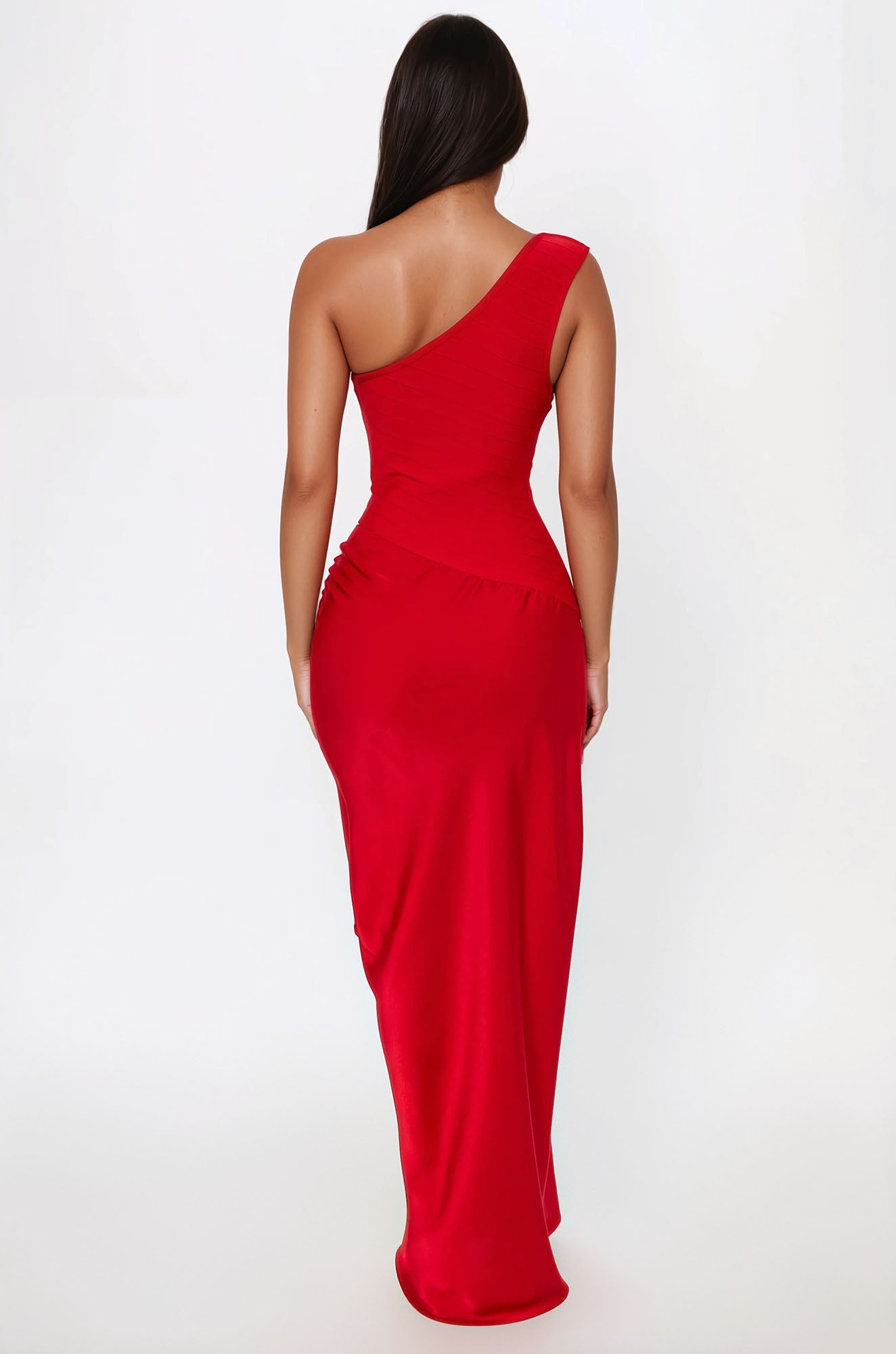 On Fire Bandage Satin Maxi Dress - Red