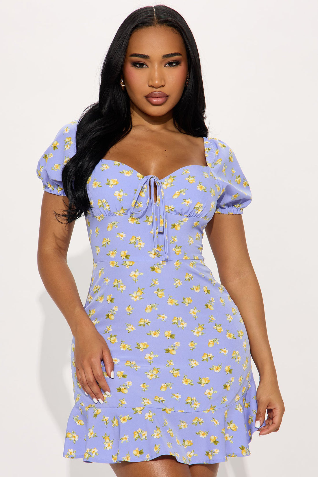 Monroe Floral Mini Dress - Blue/combo