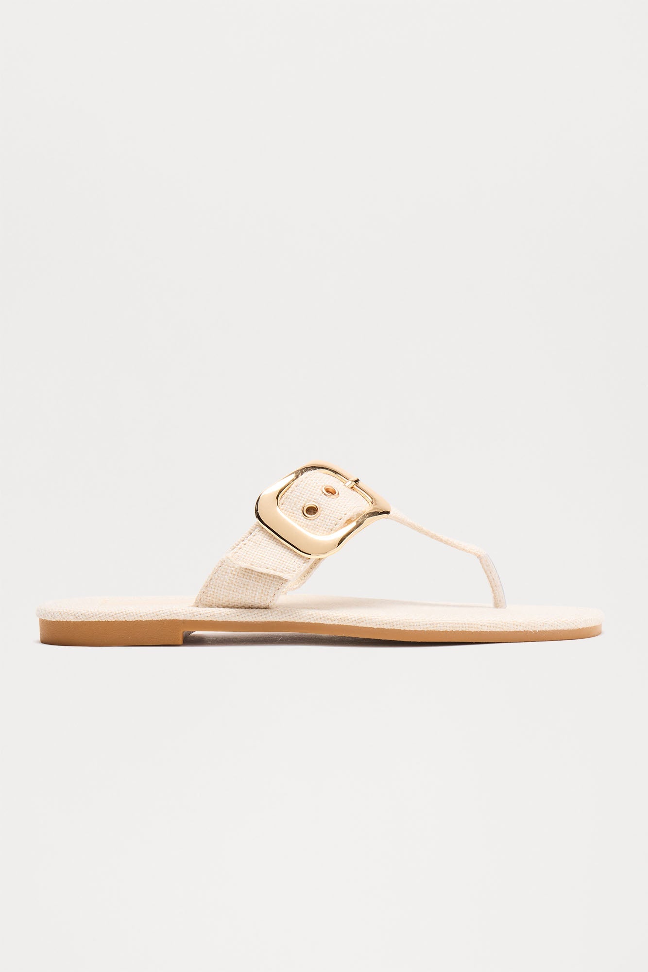 Hari Buckle Flip Flops - Beige