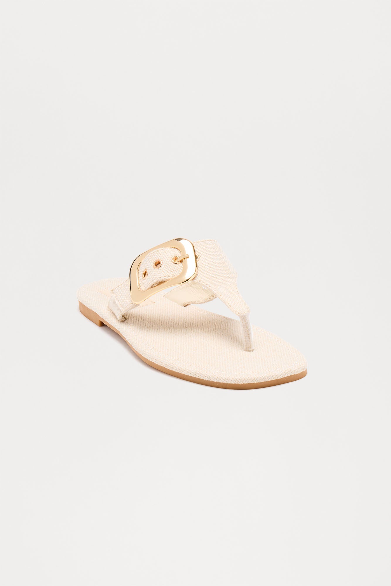 Hari Buckle Flip Flops - Beige