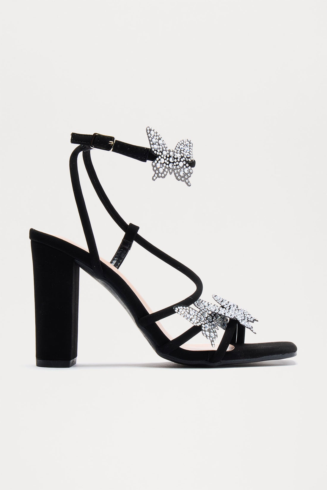 Asya Butterfly Ankle Strap Heels - Black