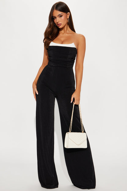 Touch Of Grace Slinky Wide Leg Jumpsuit - Black