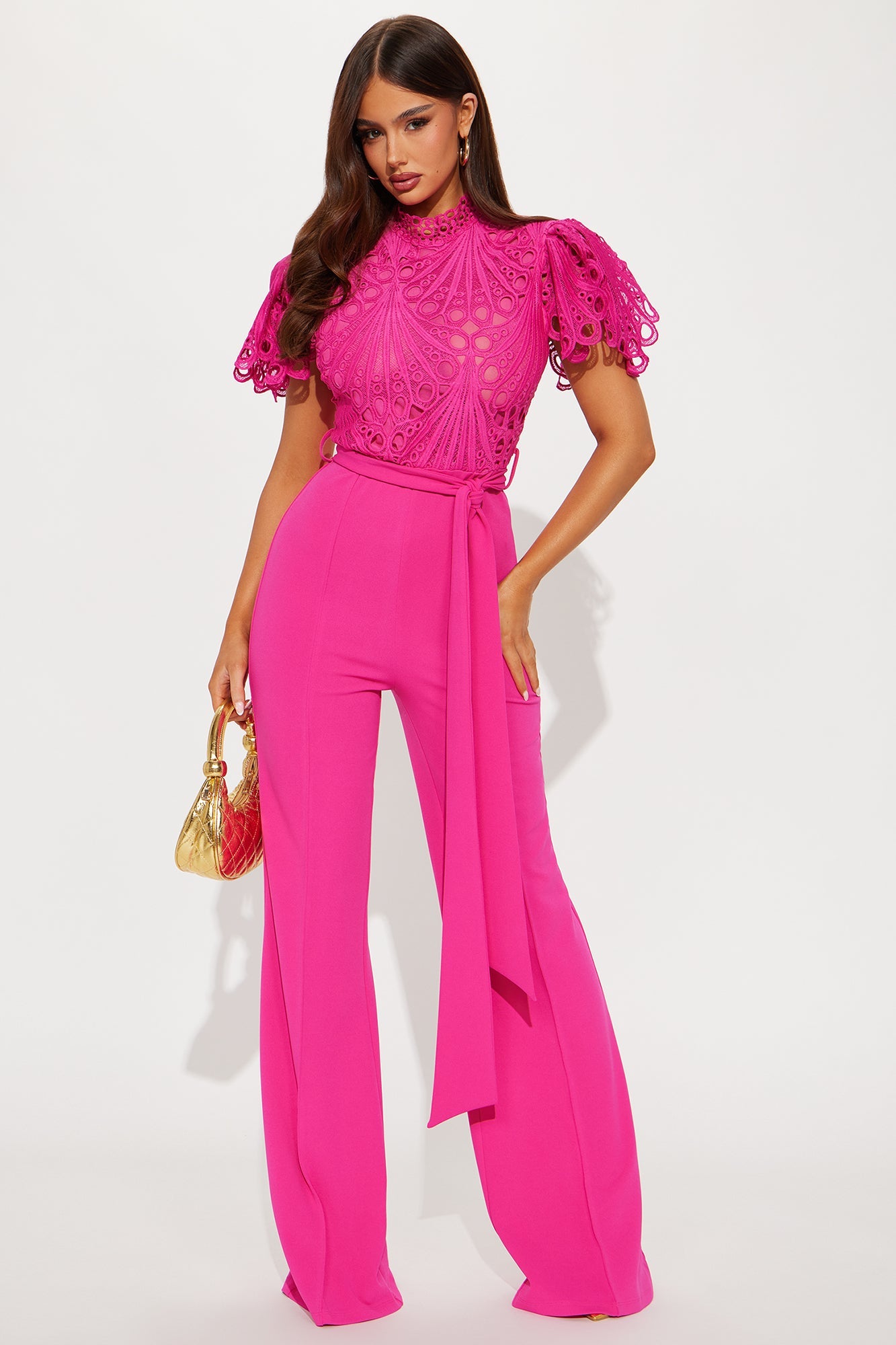 Donella Crepe Jumpsuit - Fuchsia