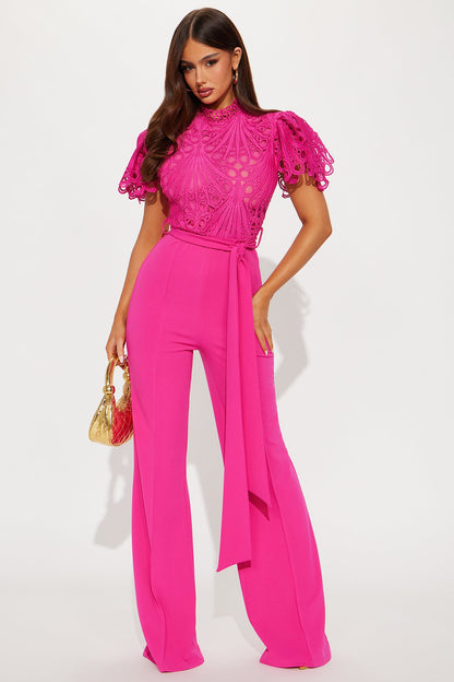 Donella Crepe Jumpsuit - Fuchsia