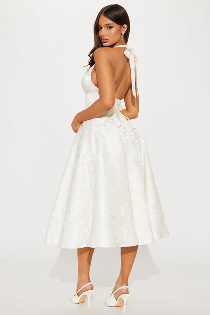 Ellington Jacquard Halter Midi Dress - Off White