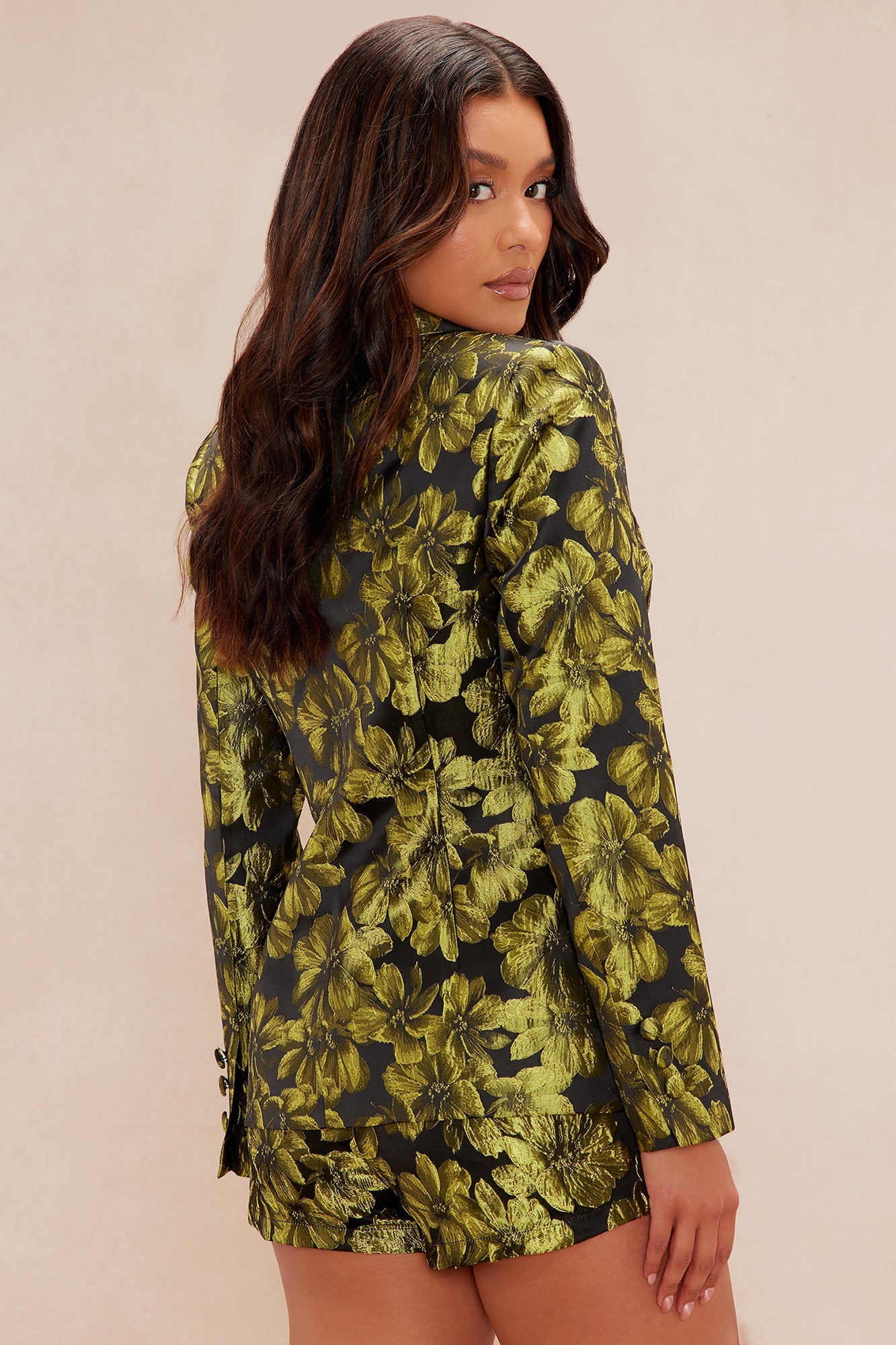 Sofia Jacquard Short Suit Set - Green/combo