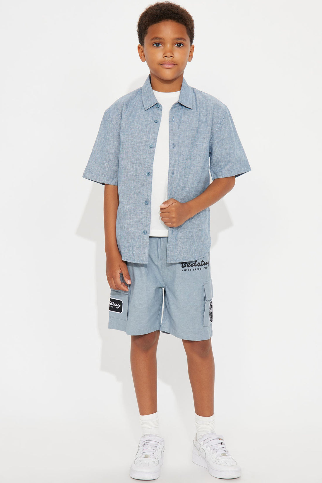 Mini Bedstuy Patch Relaxed Shorts - Light Blue