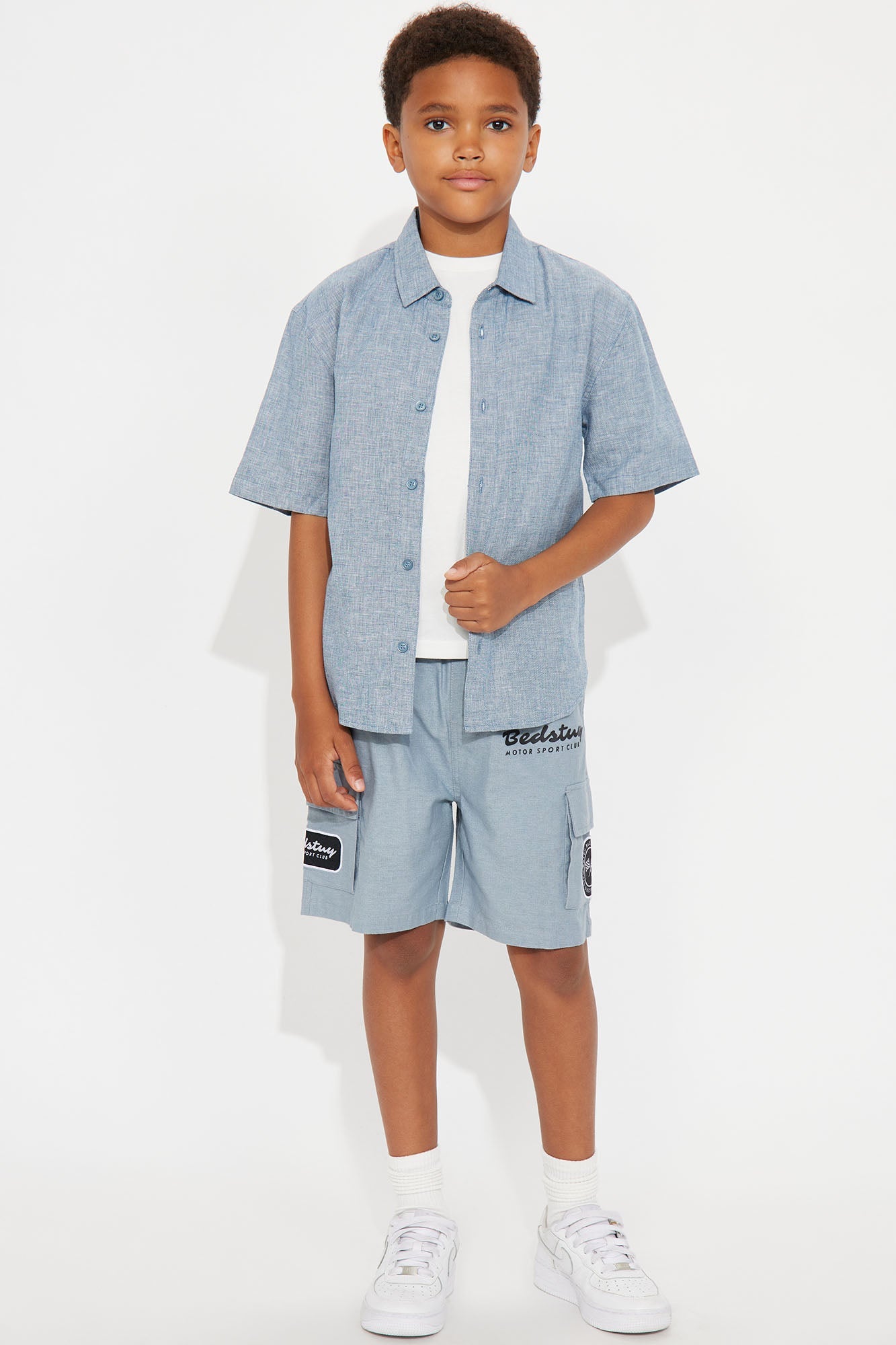 Mini Bedstuy Patch Relaxed Shorts - Light Blue