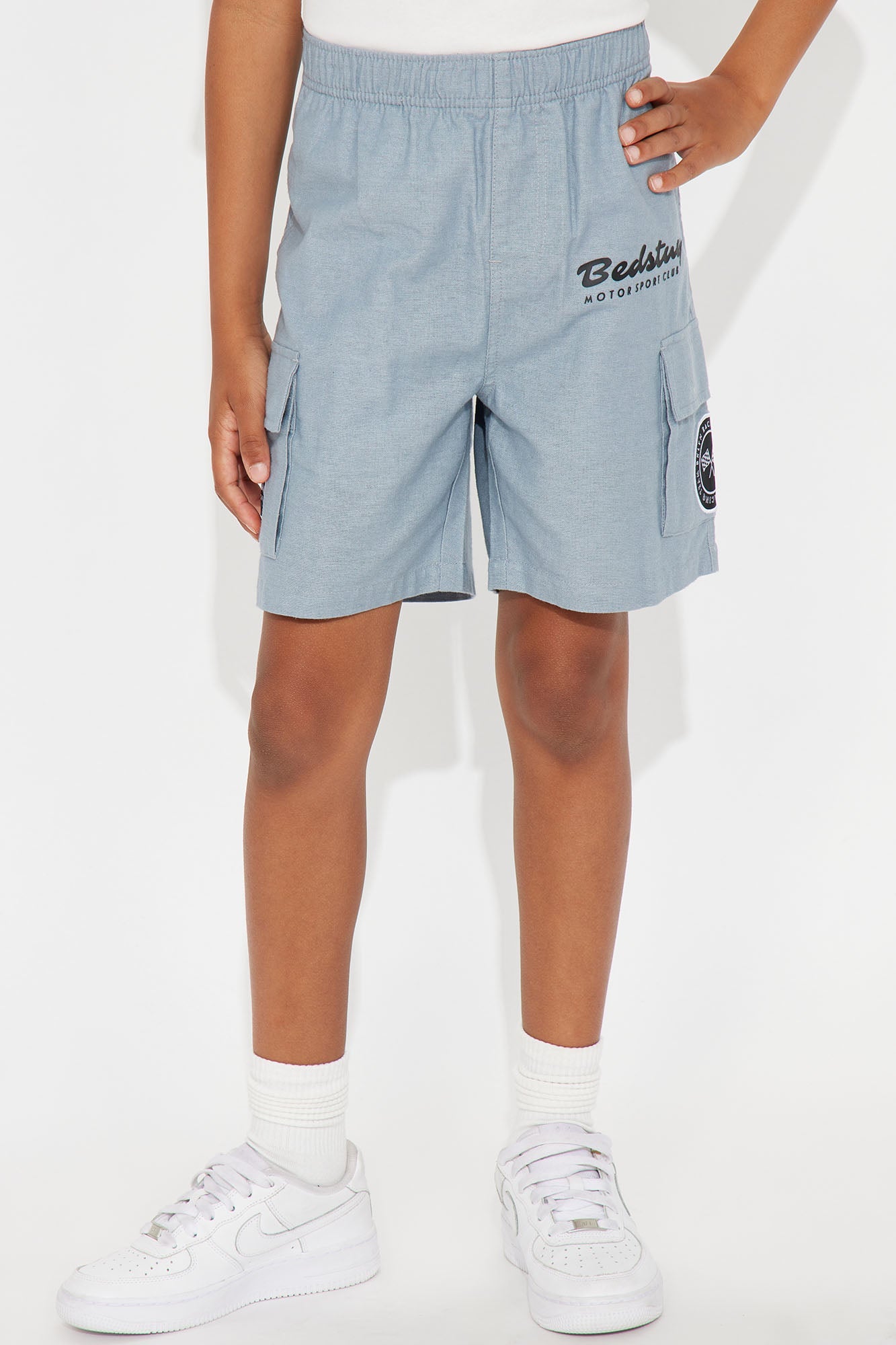 Mini Bedstuy Patch Relaxed Shorts - Light Blue