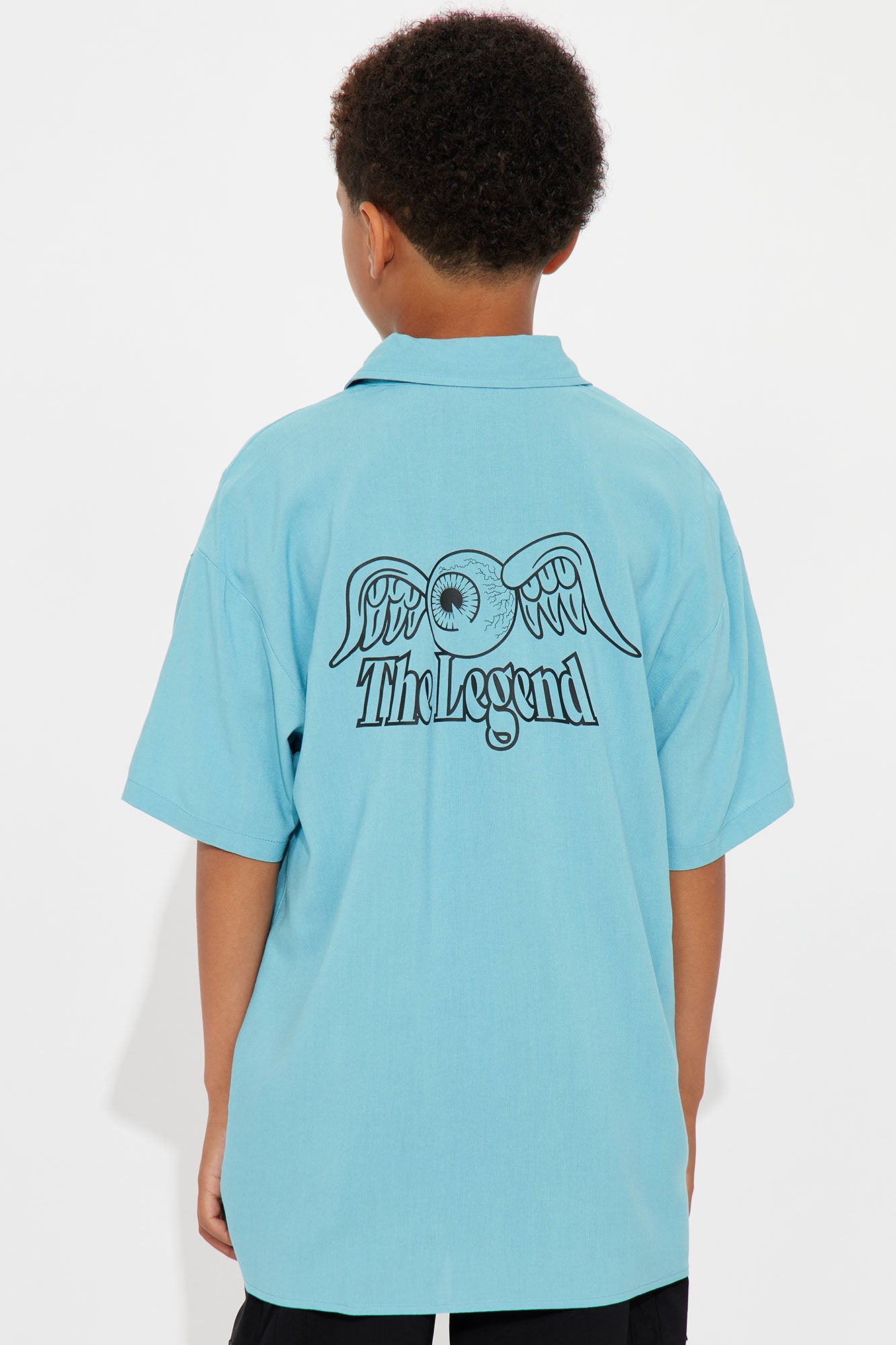 Mini The Legend Von Dutch Short Sleeve Button Up Shirt - Blue