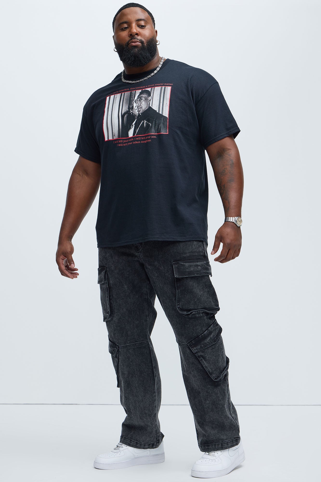 Black Jack Mike Straight Cargo Jeans - Black Wash