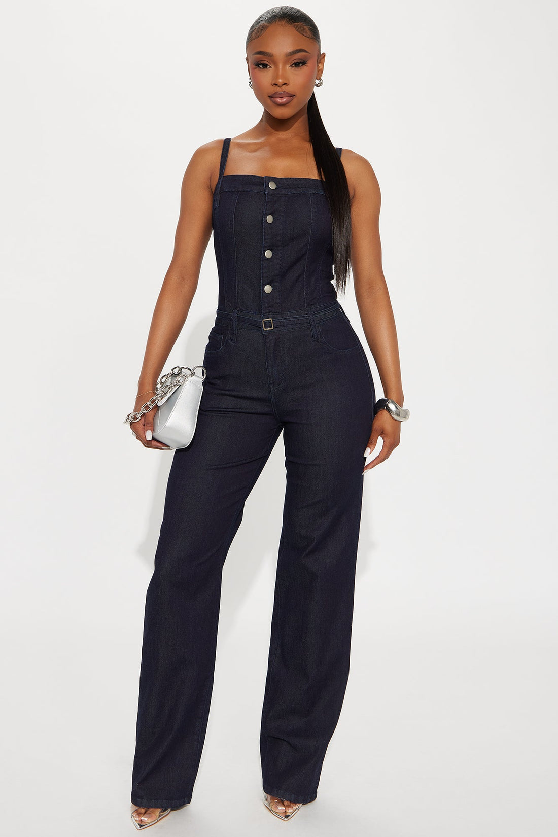 Brea Belted Denim Jumpsuit - Indigo