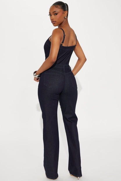 Brea Belted Denim Jumpsuit - Indigo