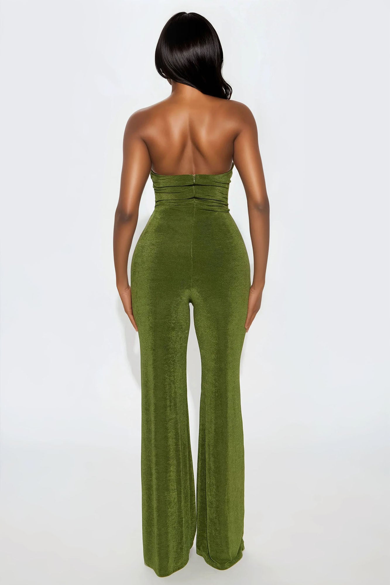 Touch Of Grace Slinky Wide Leg Jumpsuit - Green