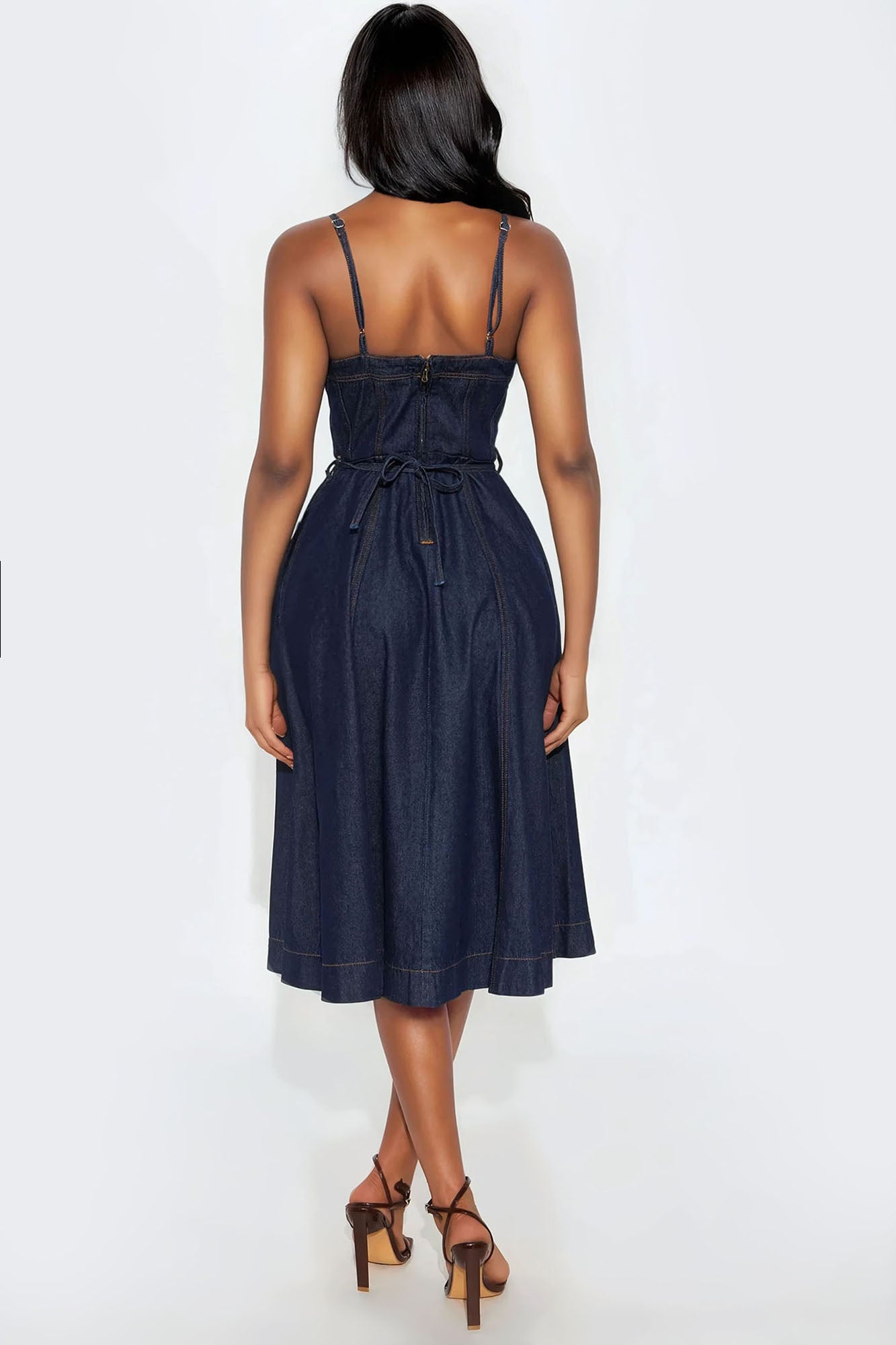 Sweet Chick Denim Midi Dress - Dark Wash