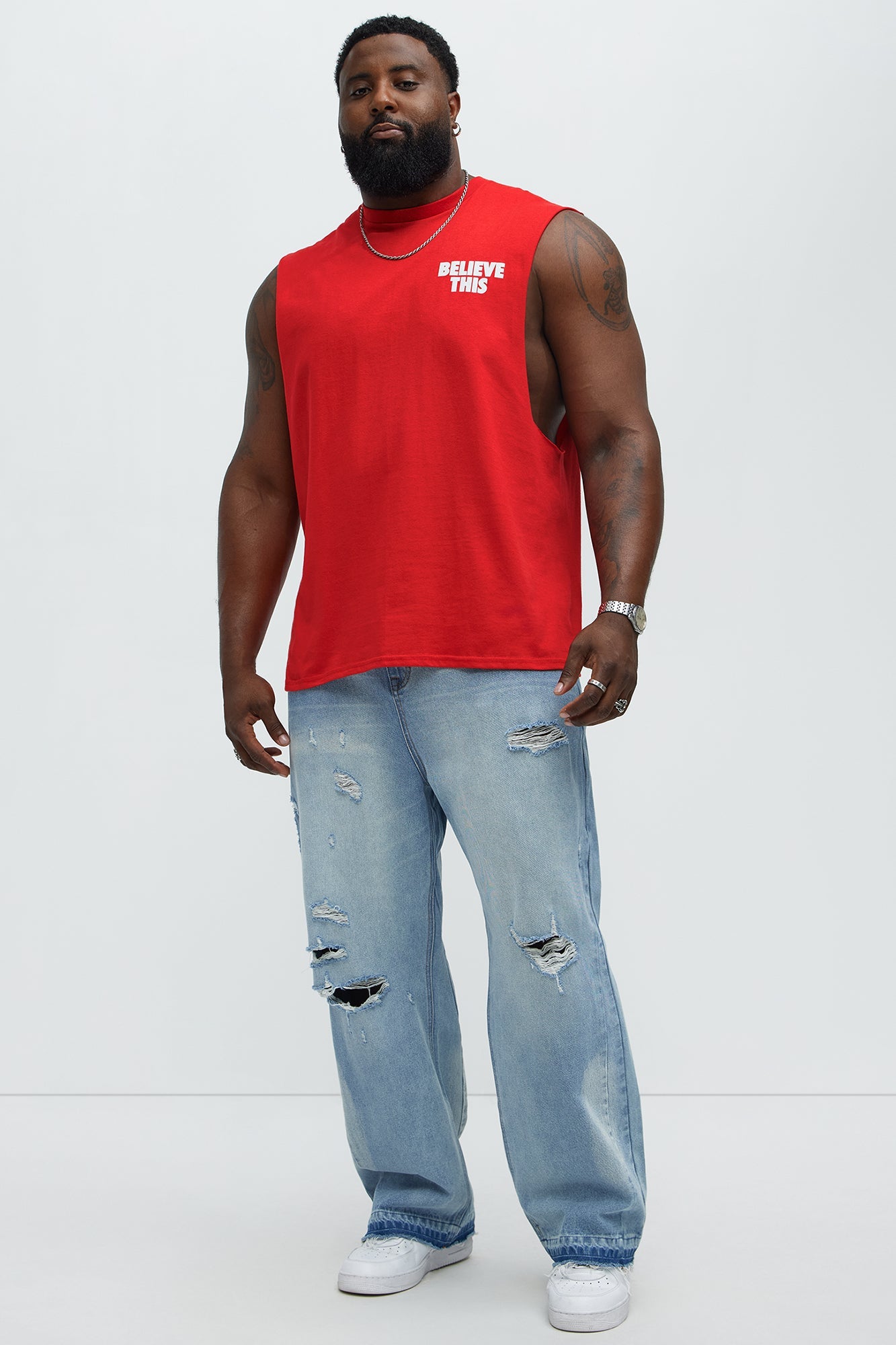 Believe This Muscle Tee - Red
