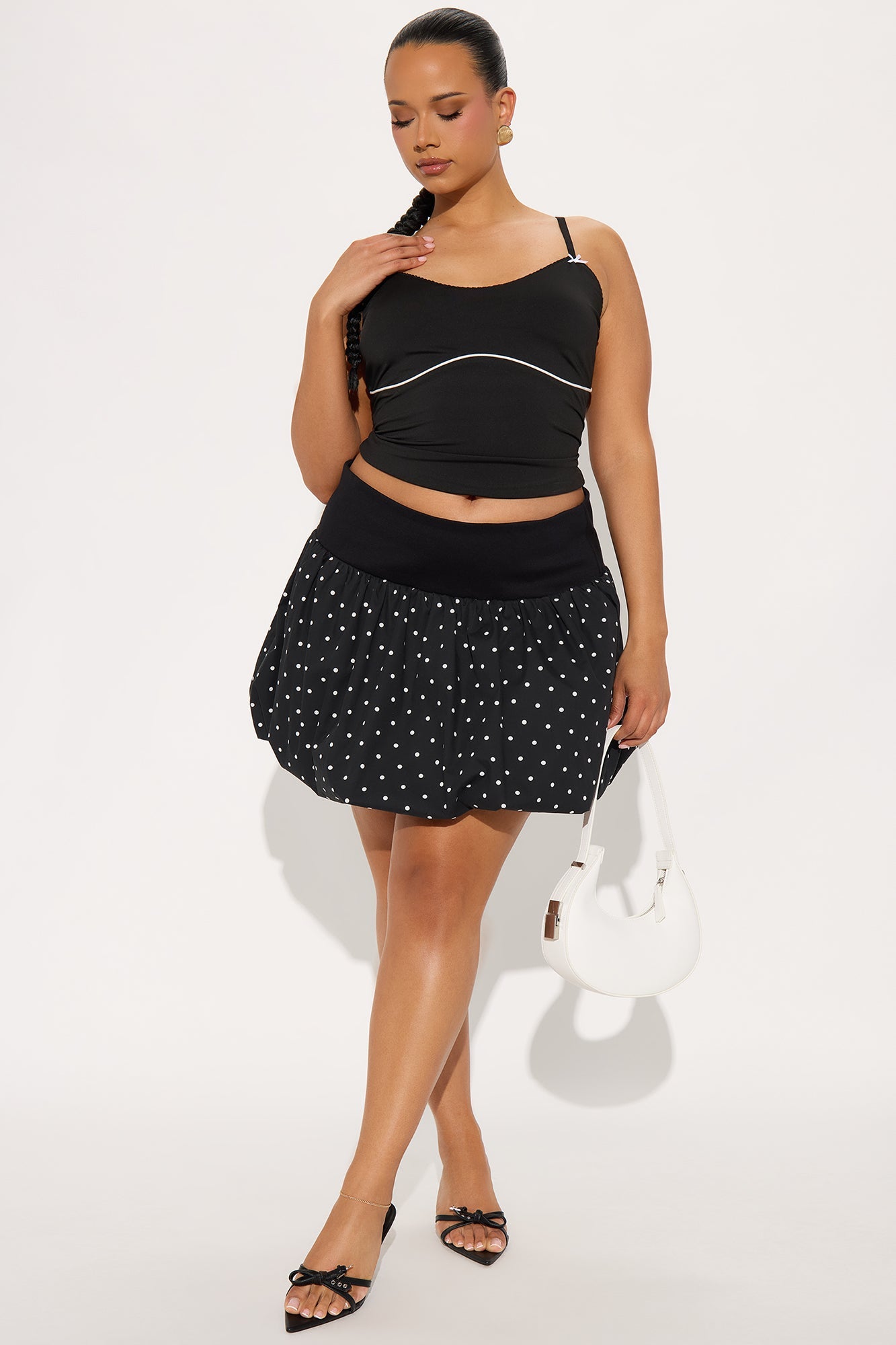 Juliette Bubble Hem Mini Skirt - Black/combo
