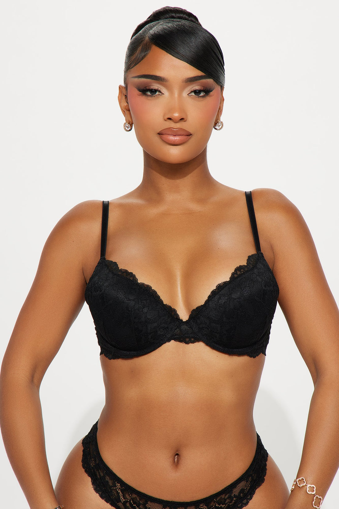 Nova Lace Push Up Bra - Black