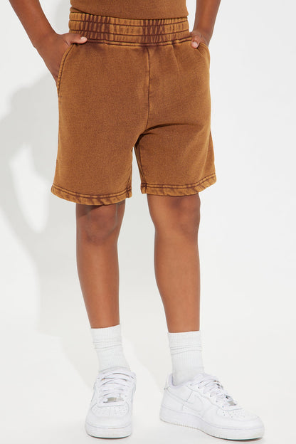 Mini Tyson Heavy Wash Relaxed Shorts - Dark Brown