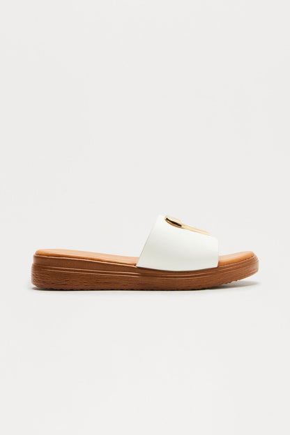 Vivi Heart Slip On Sandals - White