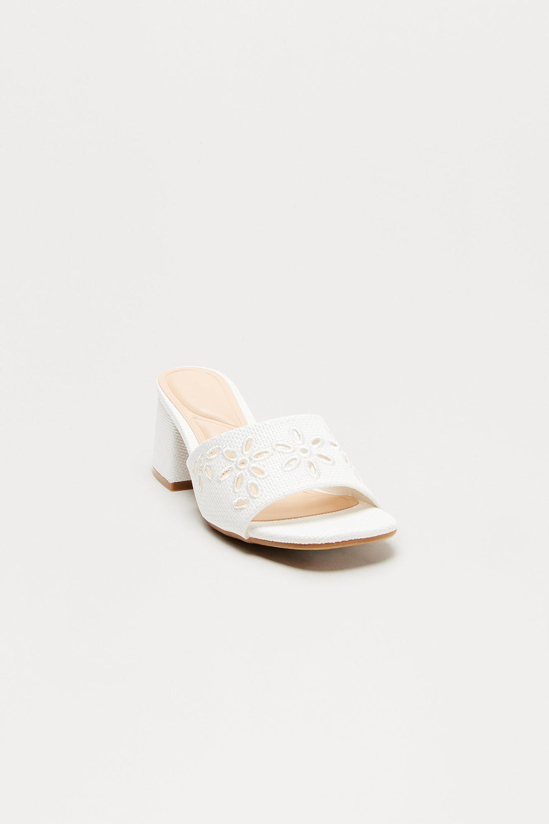 Ray Eyelet Mules - White