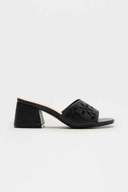 Ray Eyelet Mules - Black
