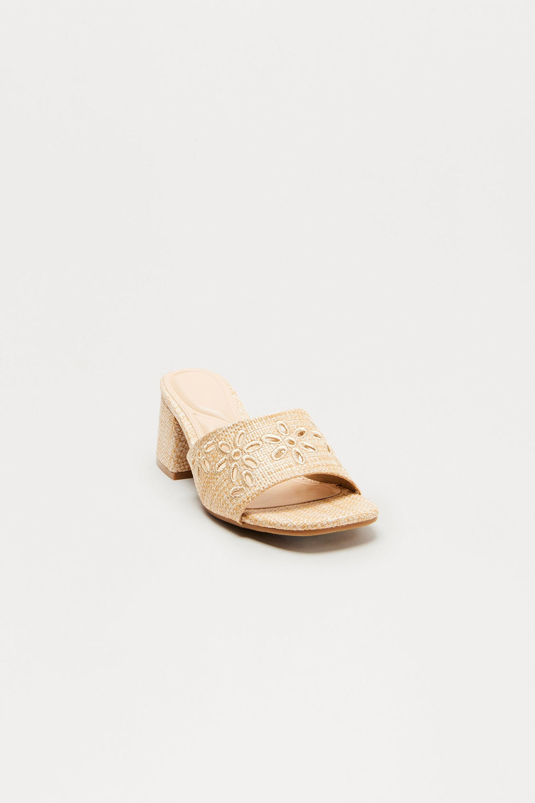 Ray Eyelet Mules - Beige