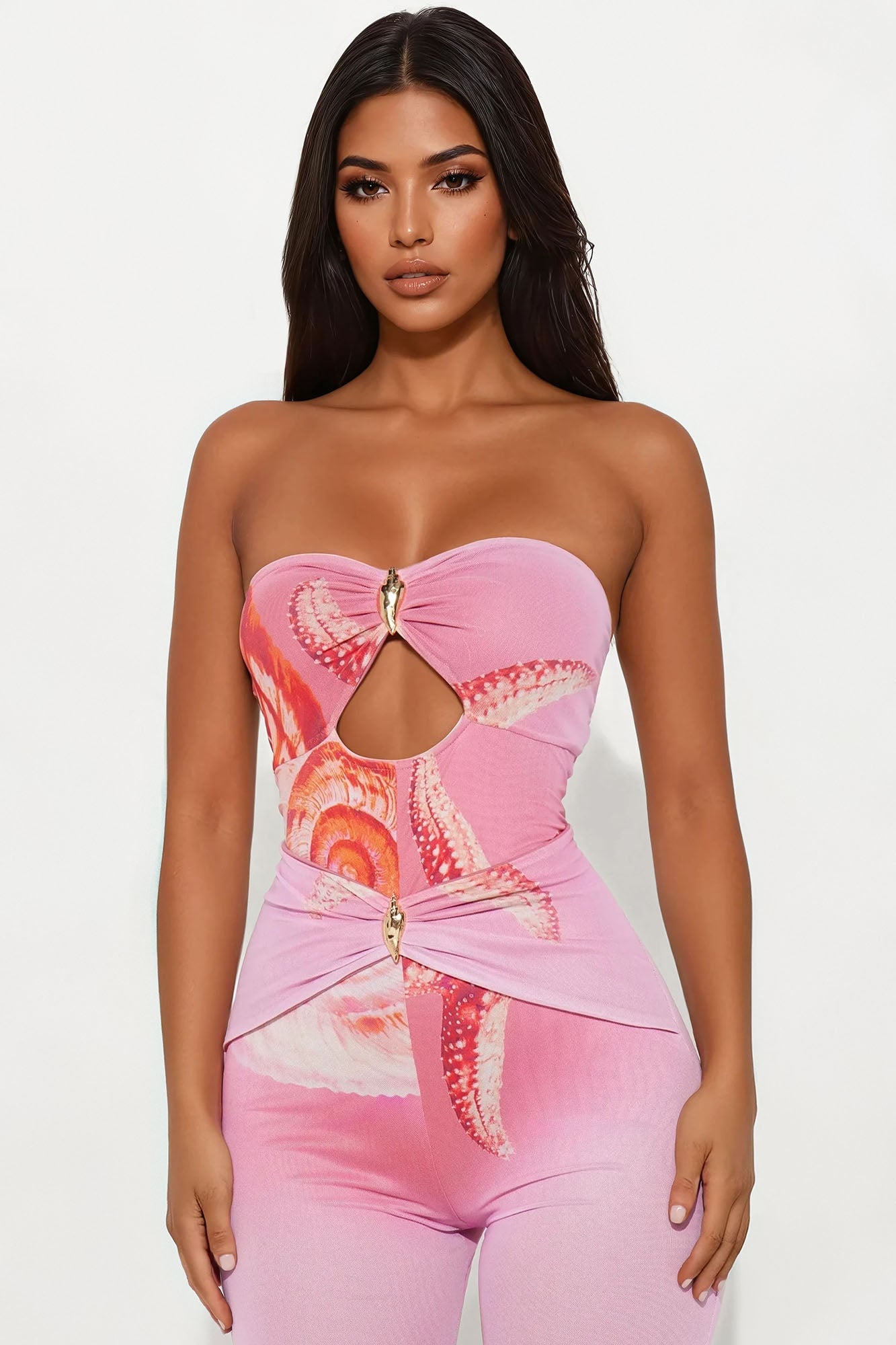 On The Seashore Mesh Jumpsuit - Pink/combo