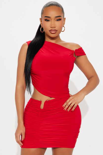 Rosalie Doubled Layer Mini Skirt Set - Red