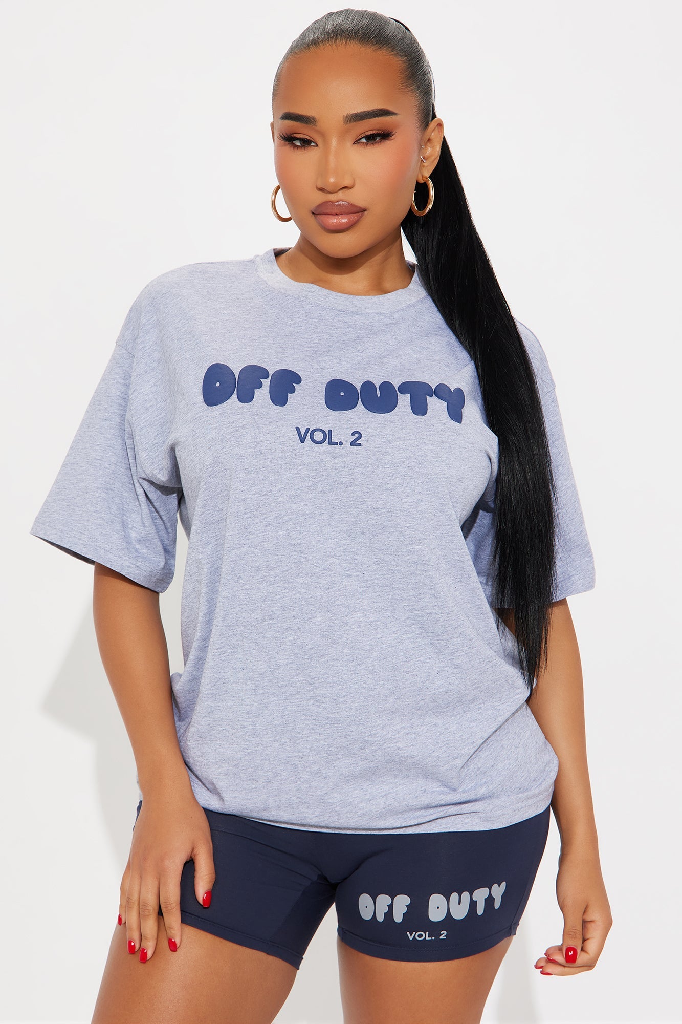 Off Duty Biker Short Set - Grey