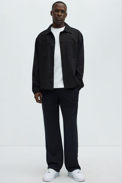Textured Triangles Slim Pants - Black