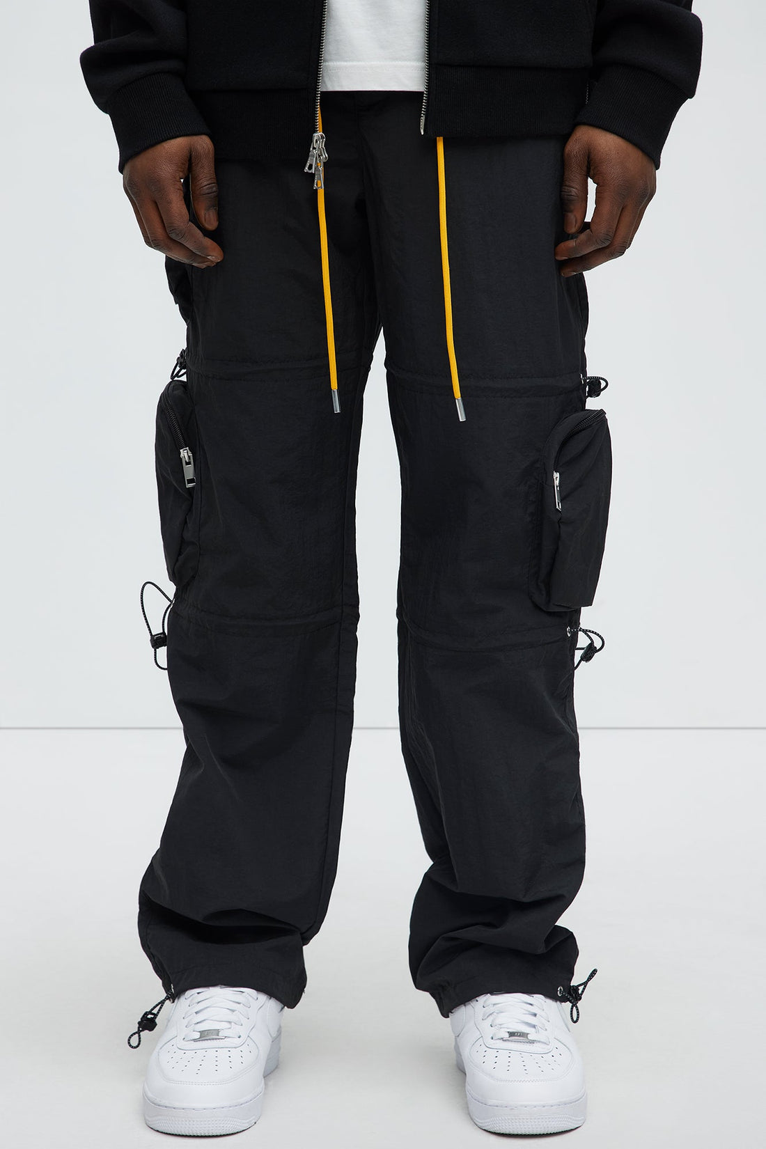 Act Like Homie Nylon Drawstring Cargo Pants - Black