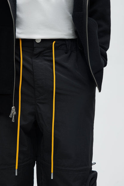 Act Like Homie Nylon Drawstring Cargo Pants - Black