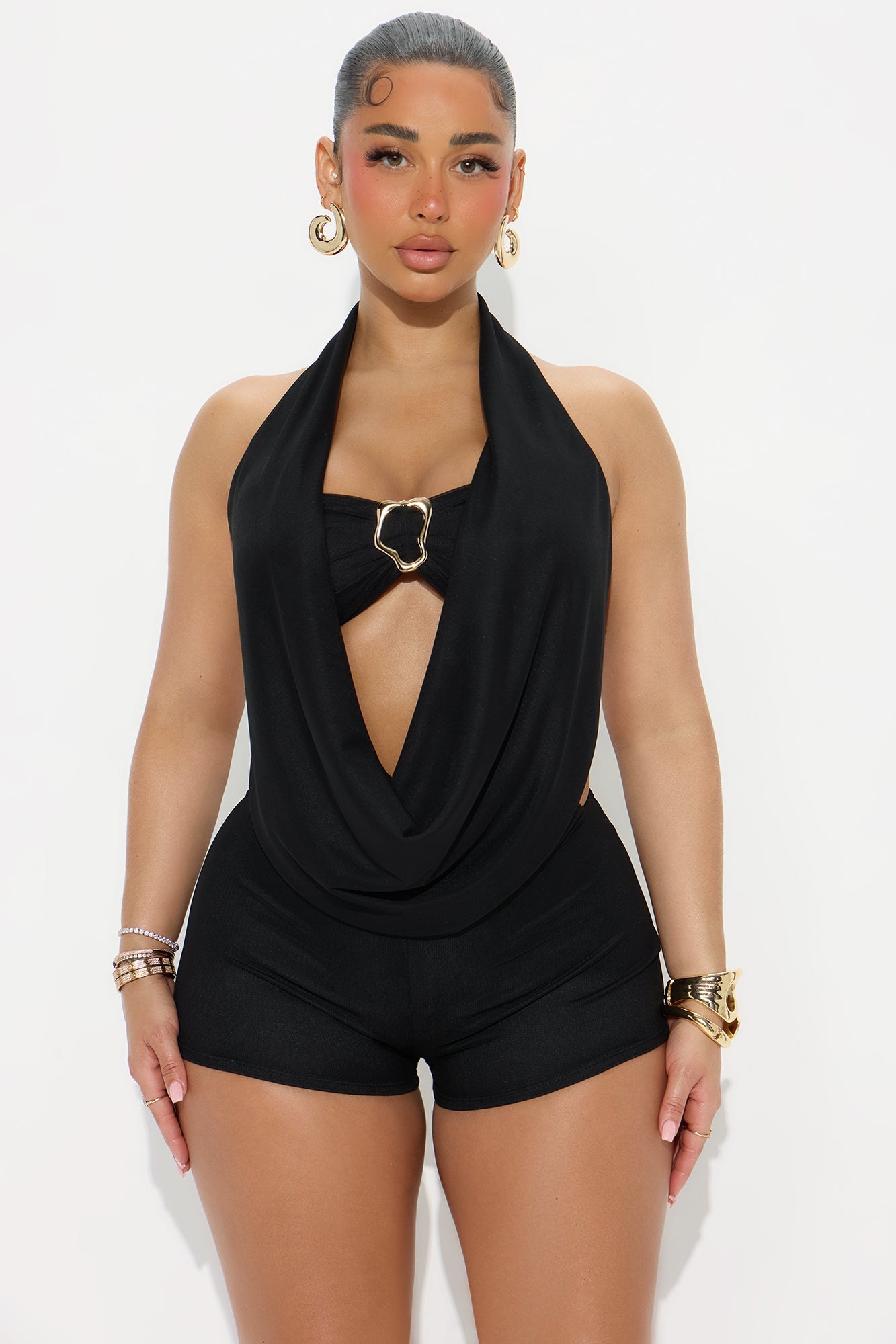 Stolen Glances Mesh Halter Romper - Black