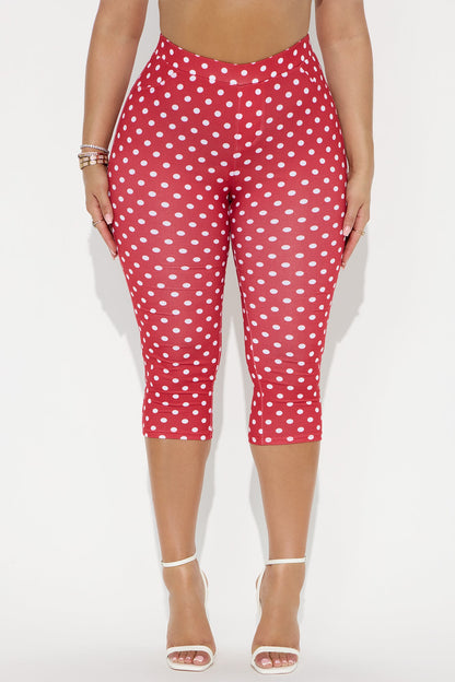 Light Stroll Polka Dot Capri Legging - Red