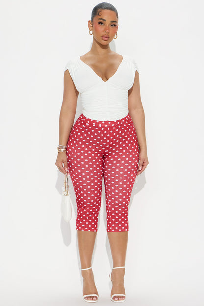 Light Stroll Polka Dot Capri Legging - Red