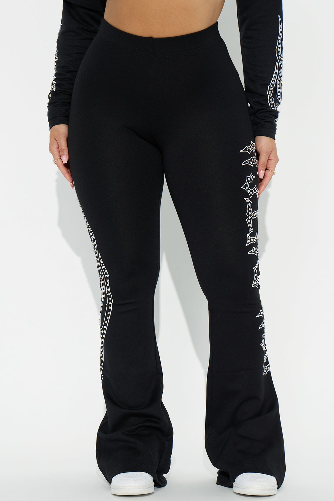 Von Dutch Fire Racer Rhinestone Flared Pant - Black