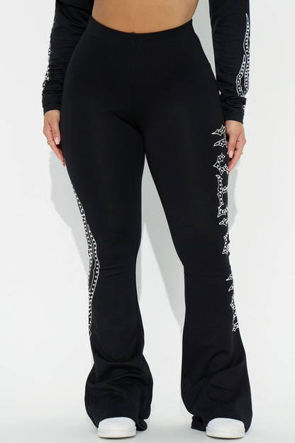 Von Dutch Fire Racer Rhinestone Flared Pant - Black